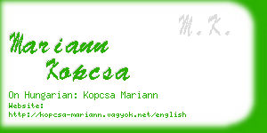 mariann kopcsa business card